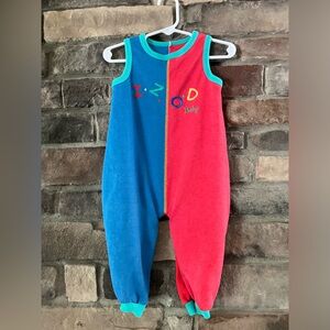Rare Vintage Izod Vibrant Blue and Red Baby Jumpsuit